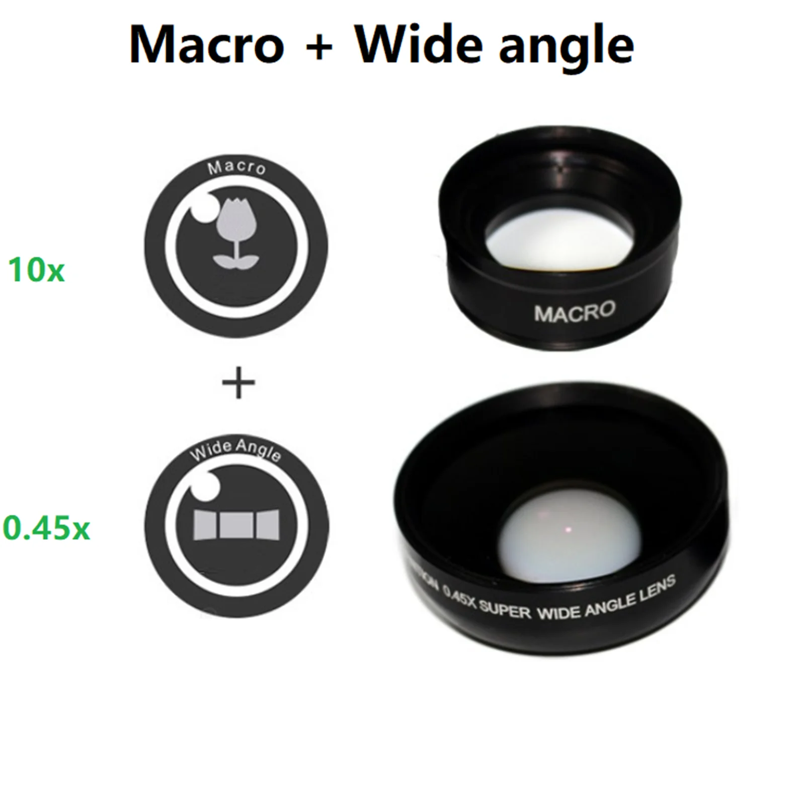 2-In-1 Mobile Phone Lens 0.45X Wide Angle Lens 10X Macro HD Camera Lens Universal for iPhone for Android Phone Len Clip