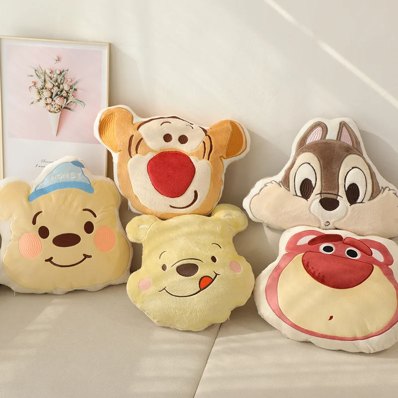 Disney Cute Pillow Soft Cuddly Stuffed Anime Plush Toy Winnie The Pooh Tigger Stitch Plushies Back Cushion Sofa Decor Pillow