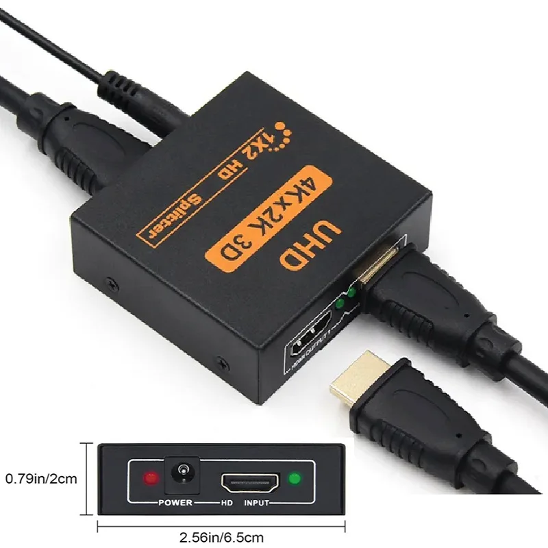 Rozdzielacz 1 na 2 wyjścia 4K 2K UHD 3D HDMI Rozdzielacz HD 1X2 1080P Przełącznik Split 1 na 2 wyjścia Przełącznik do HDTV DVD PS3/4 Xbox