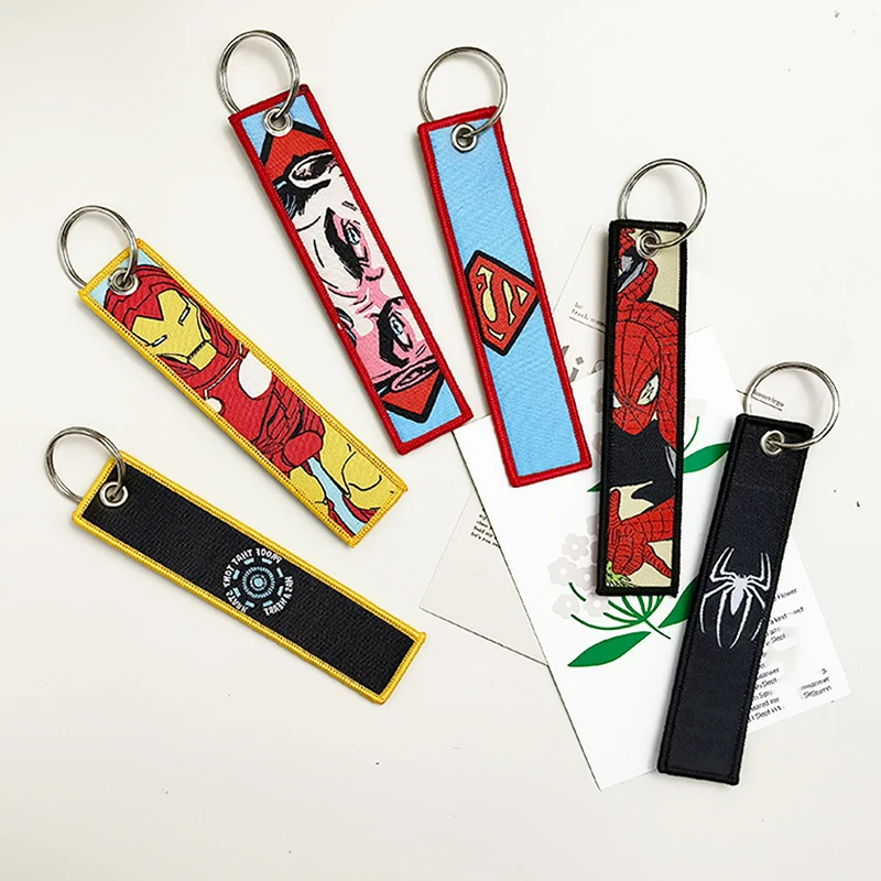 

Anime Key Chains American movies Manga Embroidery Fashion Key Tag for Jewelry Accessory Key Ring Holder Gift Anime Fans