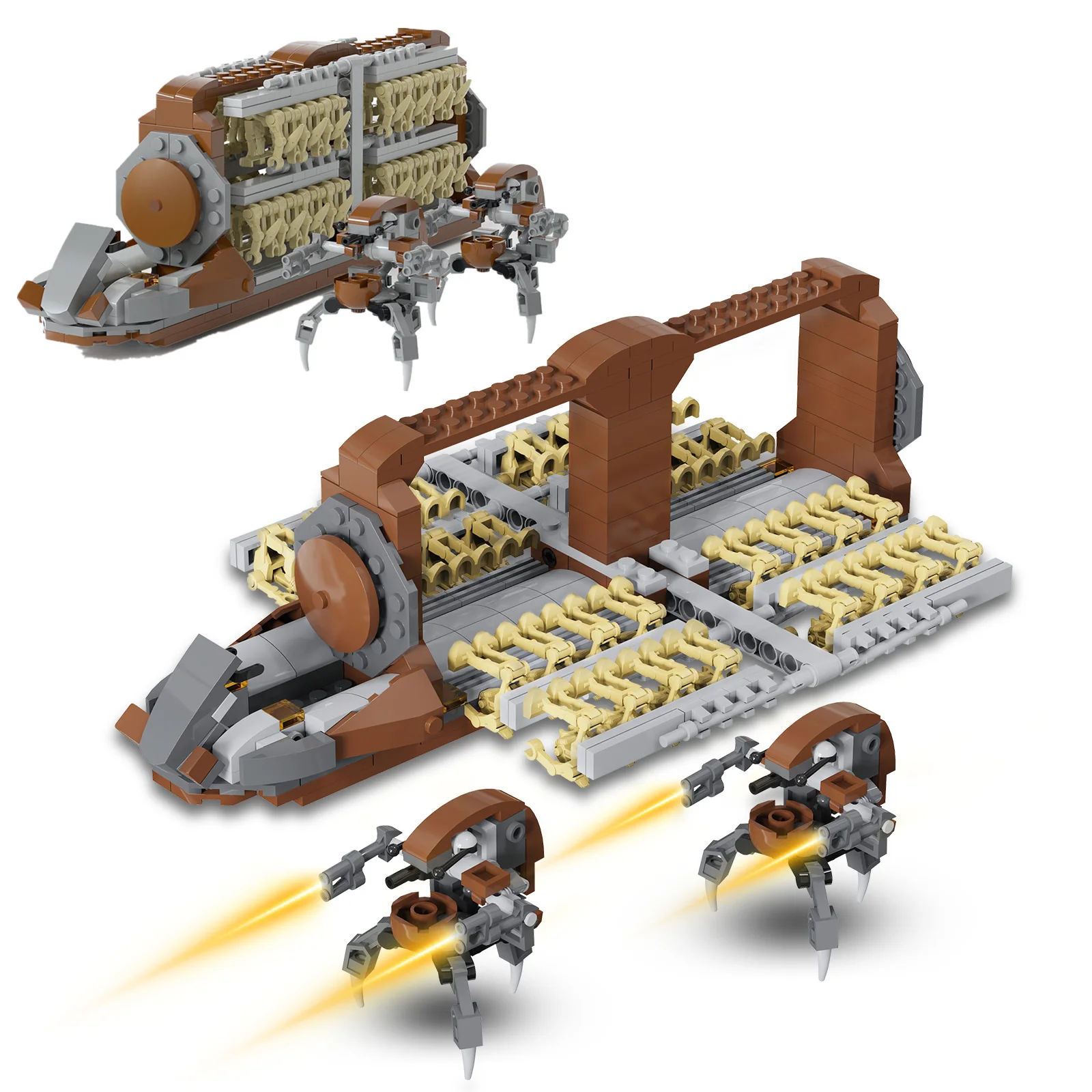 MOC SPACE Galaxy-Federation Battle Droids Troop Figures Carrier SpaceShip Droideka Model Building Block Bricks Toys Gift Set