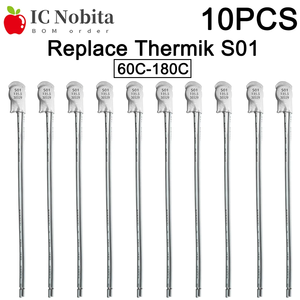 10PCS Thermal Protector Thermostat Temperature Switch 60C-180C Replace Thermik S01 Bimetal Overheat Protector