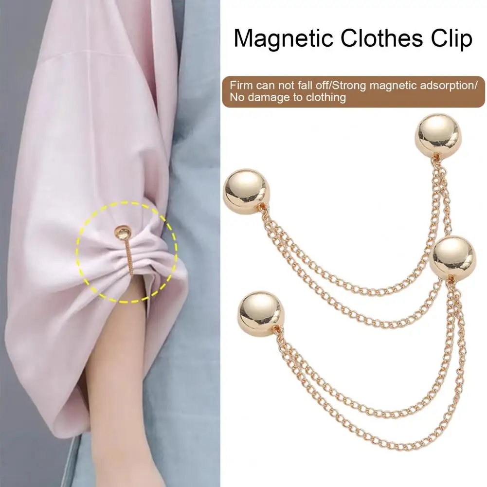 Women Clothing Clip Magnetic Clothing Clip Set with Chain for Multi-purpose Fixing of Clothes Scarves Trouser Legs for Easy