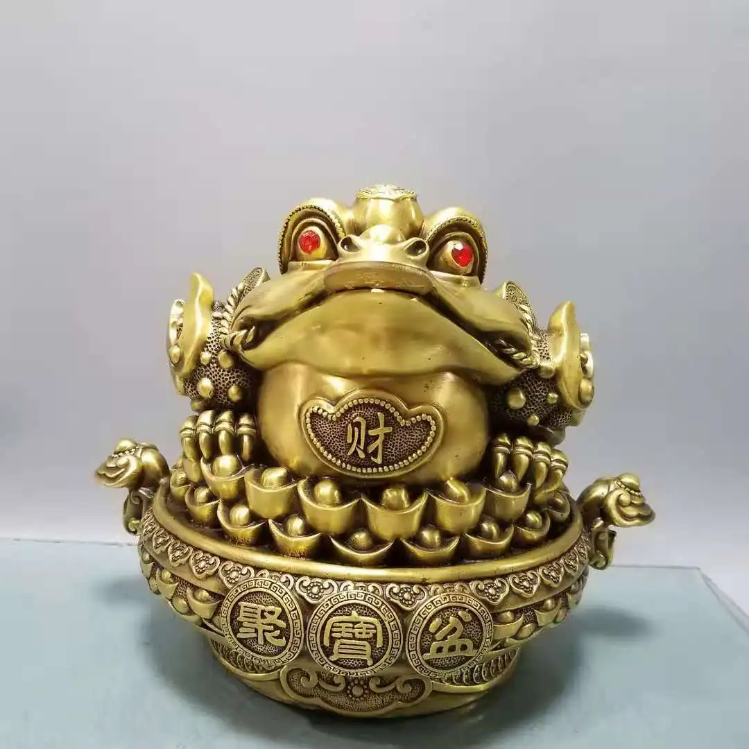 

Brass Ruyi treasure pot gold toad ornaments living room office crafts