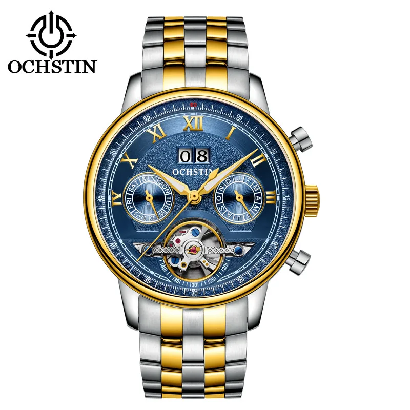 Imagem -06 - Ochstin-relógios Impermeáveis Mecânicos Automáticos Masculinos Pulseira de Aço Inoxidável Calendário Tourbillon Relógio de Pulso Casual Masculino