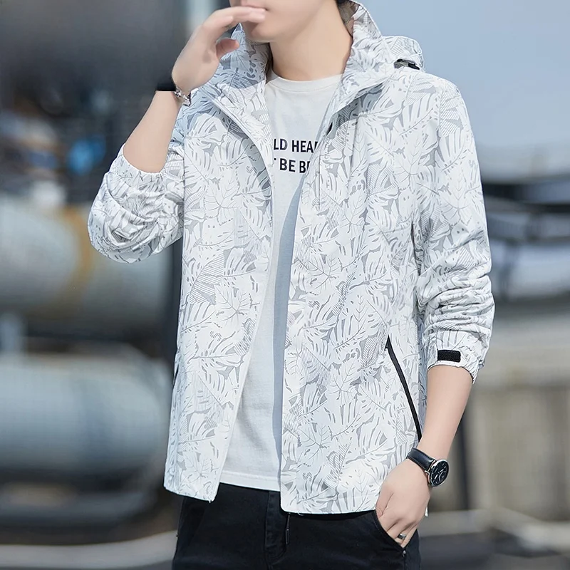 

TUCANO Men's Casual Workwear Jaet Windproof Polyester Fiber Long Sve Outdoor Faionable Zipper Decoration Removable Hat