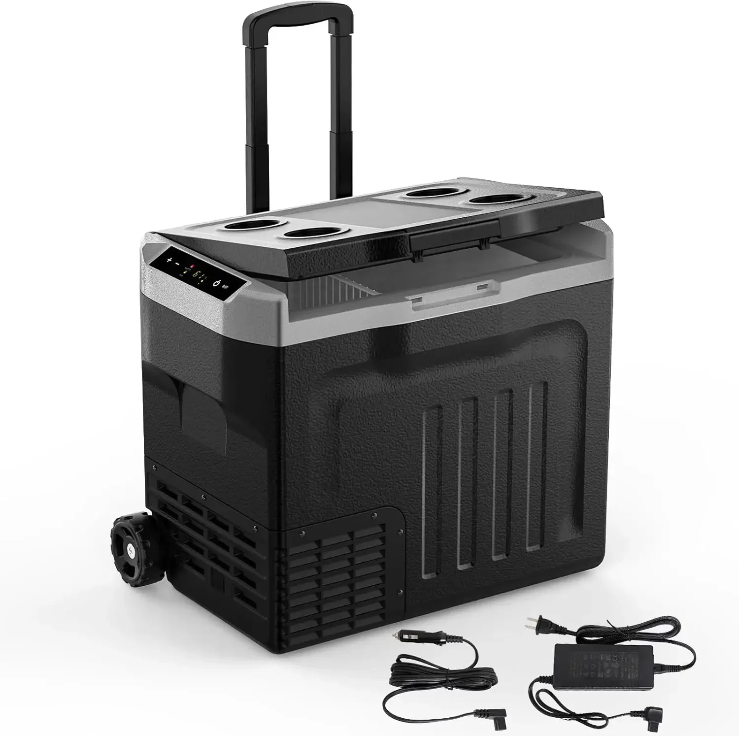 12 Volt Car Refrigerator, 42 Quart Dual-Zone Portable Electric Cooler, Large Car Fridge with 12V/24V DC/100-240V AC Charger, -