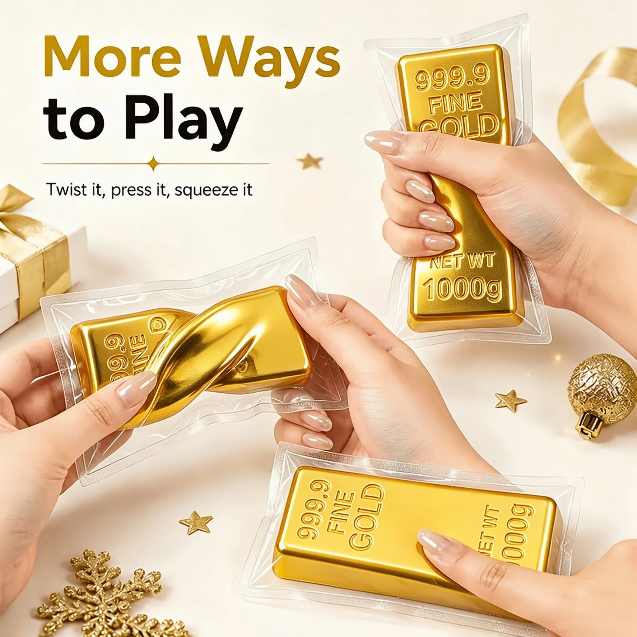Brick Shaped Decompression Toy, Simulated Gold Bar Squeezing Toy, Rebound Material, Adhd Anti Anxiety Fidget Toy,New Year'S Gift