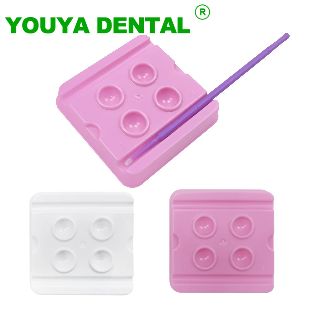 100pcs Disposable Dental Mixing Wells 4 Holes Bonding Composite Adhesive Material Plastic Palette Color Toning Case Dentist Tool