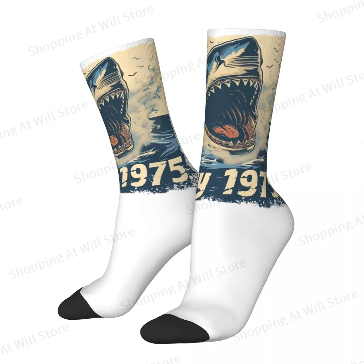 Jaws Amity 1975 Bay Shark Attacks Men Women Happy Socks Cycling Novelty Spring Summer Autumn Winter Stockings Gift