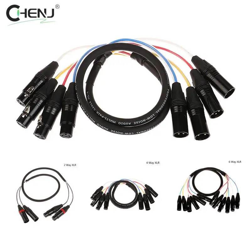 1M 2 4 6 Channel Professional Multi-Media 3 Pin XLR Cable Male To Female Balanced Audio Extension Cord