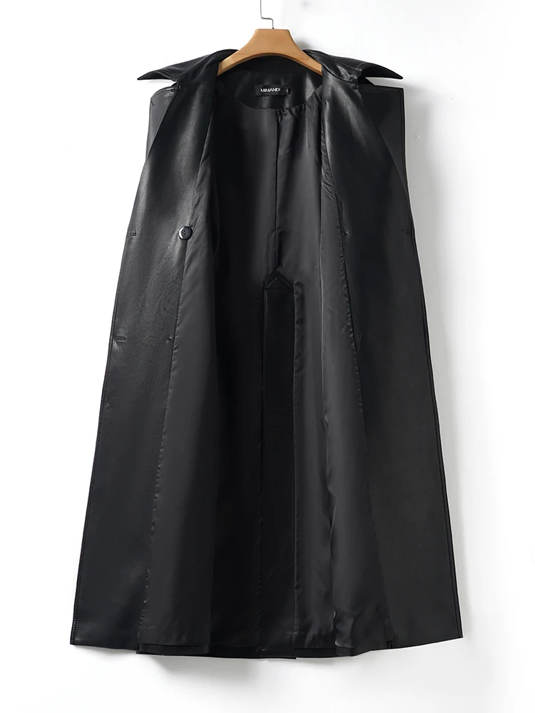 Real Leather eepskin Coat Women's Mid-Length Loose Sle Autumn Faion Outerwear Warm Profional Look Polyester 
