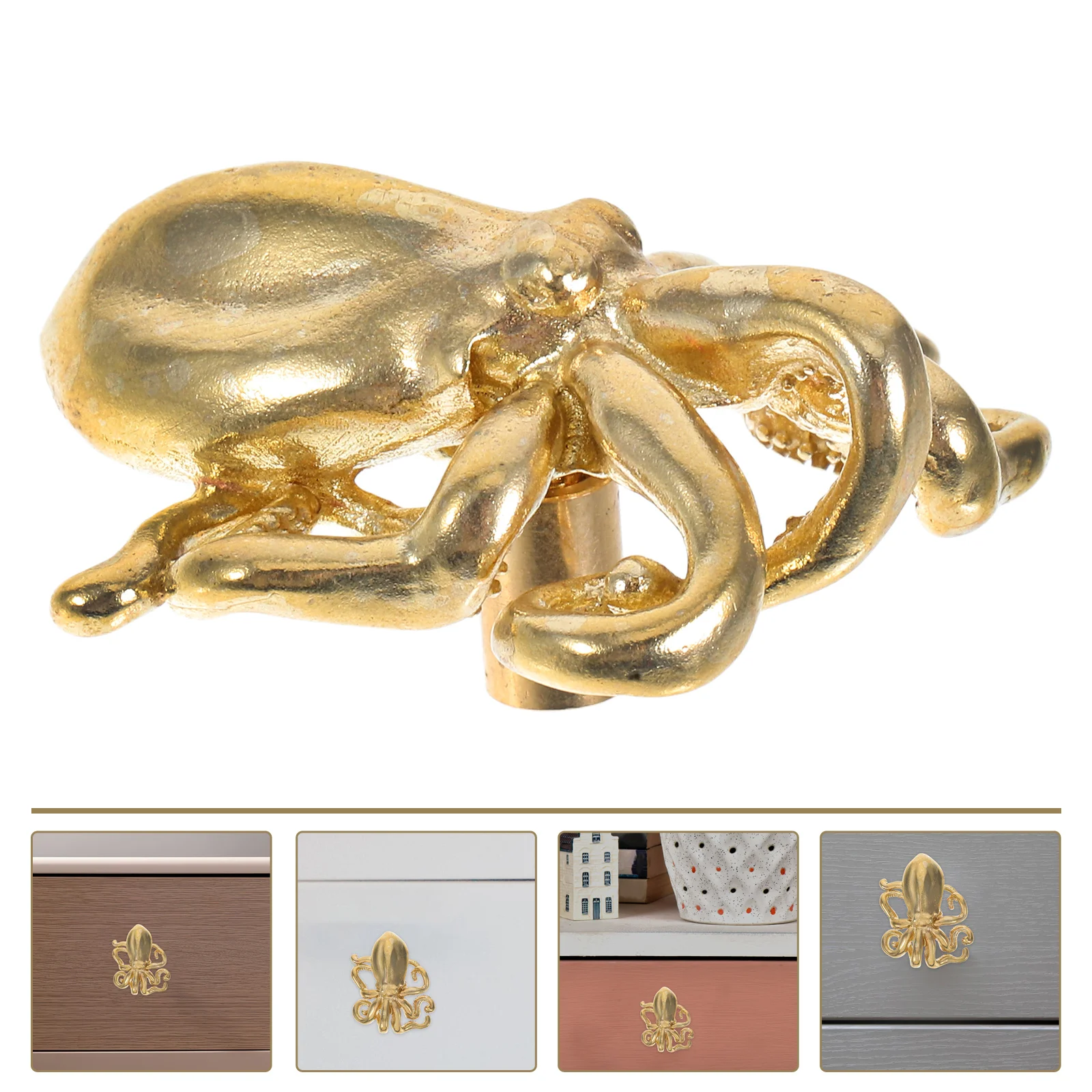 Ручка шкафа в виде осьминога, матовая латунь, гладкая на ощупь, для морской мебельной фурнитуры, винтажный декоративный ящик