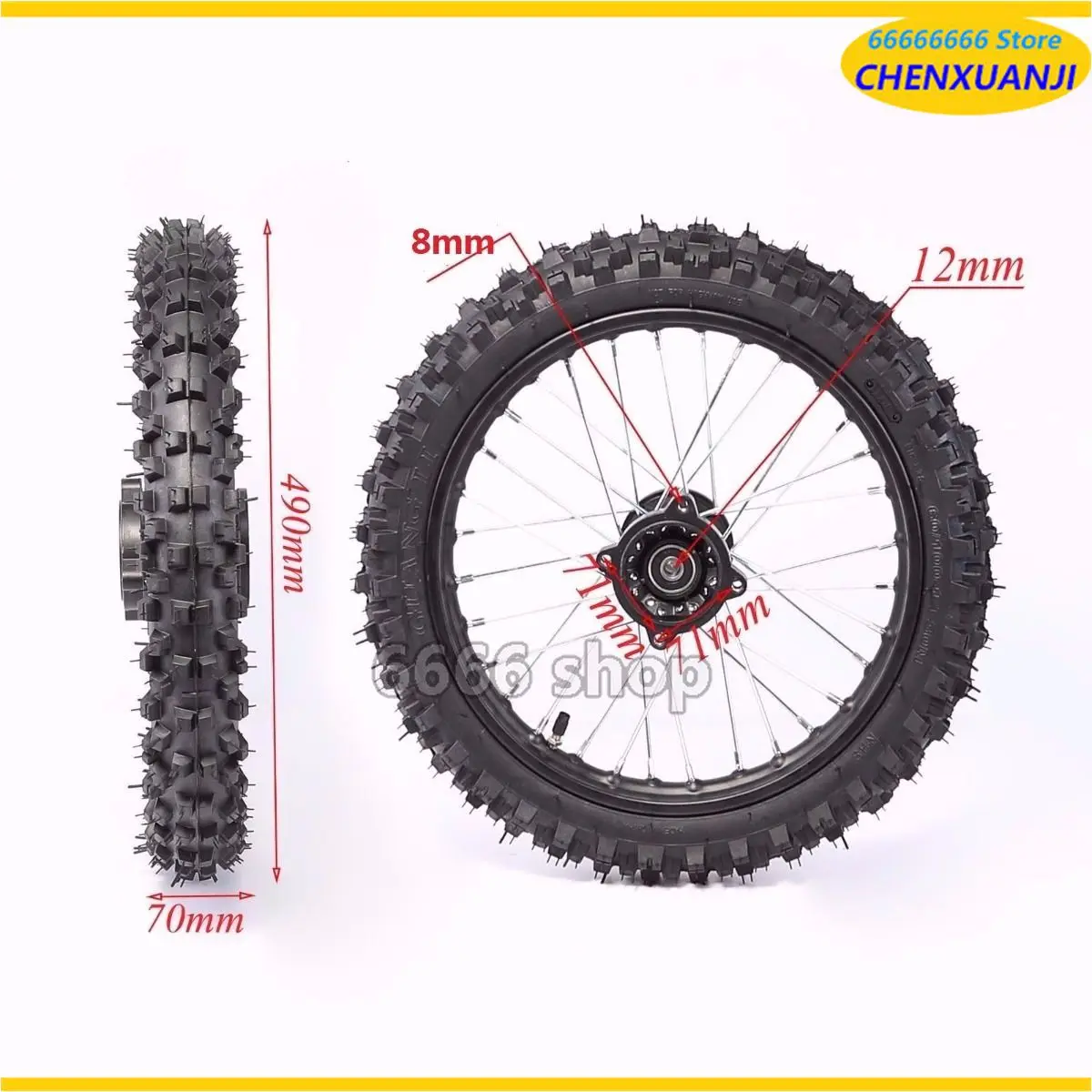 60/100-14 80/100-12 Motorcycle Frontoff-road Tires for Dirt Pit Bike CRF50 XR RFZ125 Front/Rear Wheels Parts