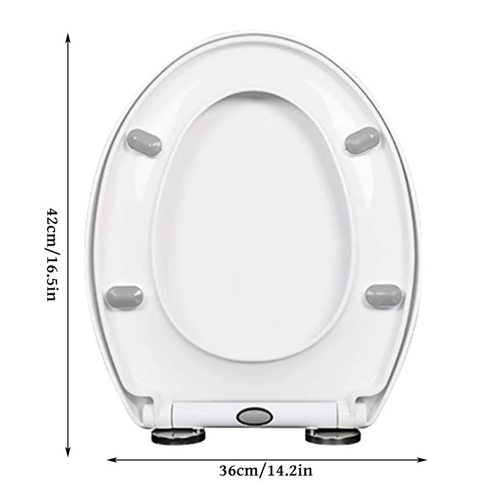 Toilet Cover Thicken Plastic Seat Universal Low Noise Slow Down Lid with Metal Base Screws