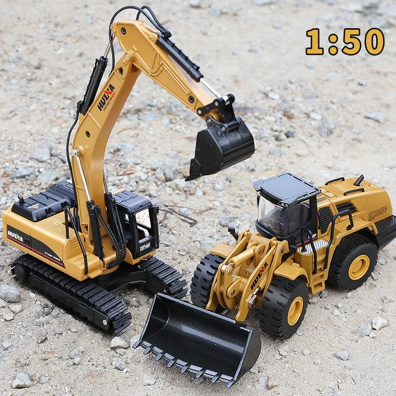 1:50 Graafmachine Dump Auto Crawler Truck Legering Bulldozer Auto Constructie Tractor Speelgoed Metalen Model Voertuig Voor Kinderen Geschenken Jongen Speelgoed