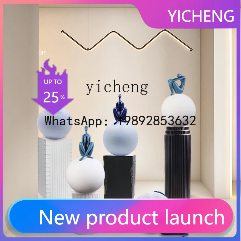 X9 art ornament base floor simple creative blue figure sculpture portrait resin abstract decoration