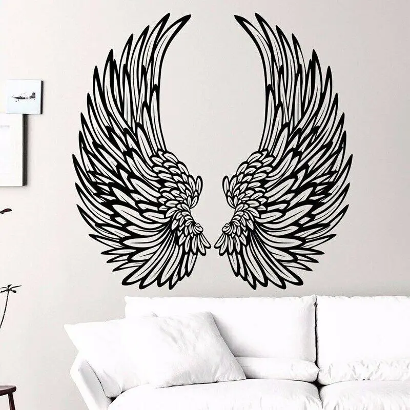 Angel Wings Wall Decal, Wings Vinyl Sticker Home Decor, Fashion Bedroom Decoration , DIY Wallpaper Poster E525