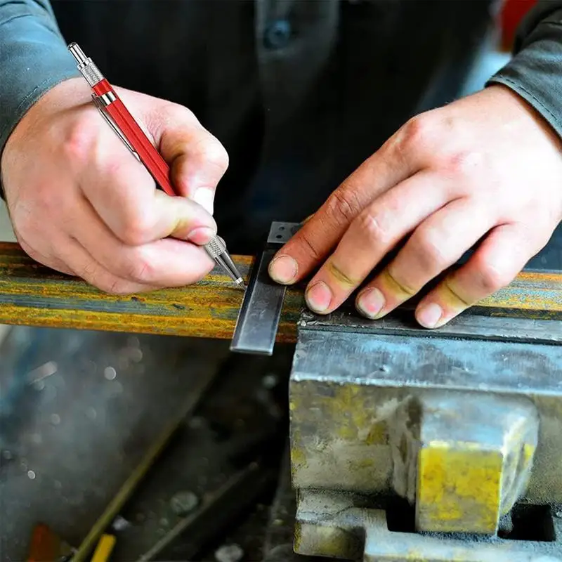 Ołówek spawalniczy Silver Streak Welders Ołówek spawalniczy 12 srebrnych okrągłych wkładów Metalowy marker 2,0 mm Wbudowana temperówka Narzędzia do pipefitterów dla