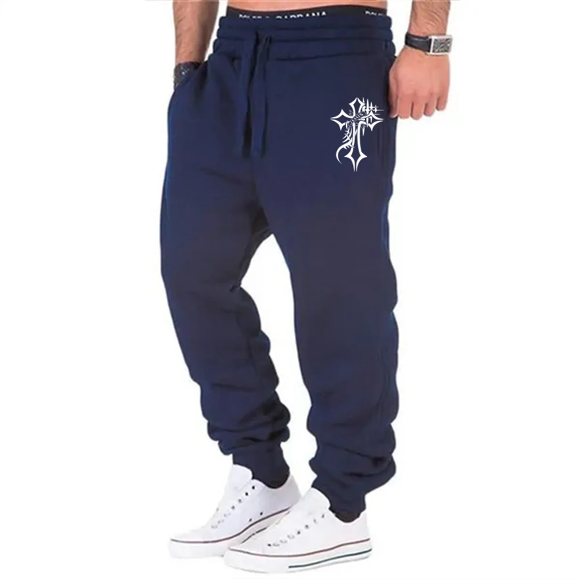 Men\'s Cross Sweatpants High-quality loose cotton pants jogging pants casual fitness jogging pants four seasons models sweatpants