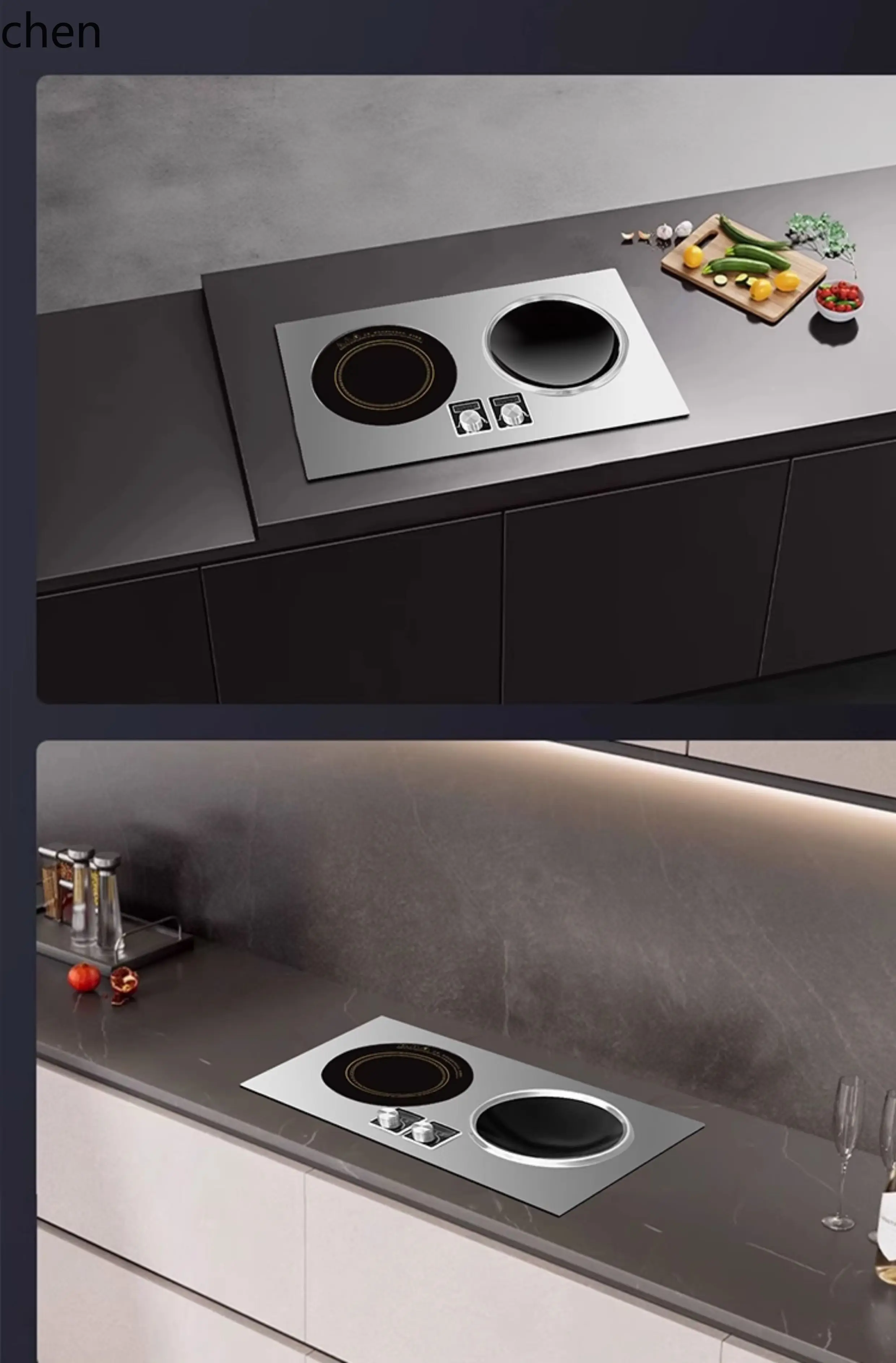 ZML household embedded double stove binocular induction cooker double head high power stir-frying concave electric cooker