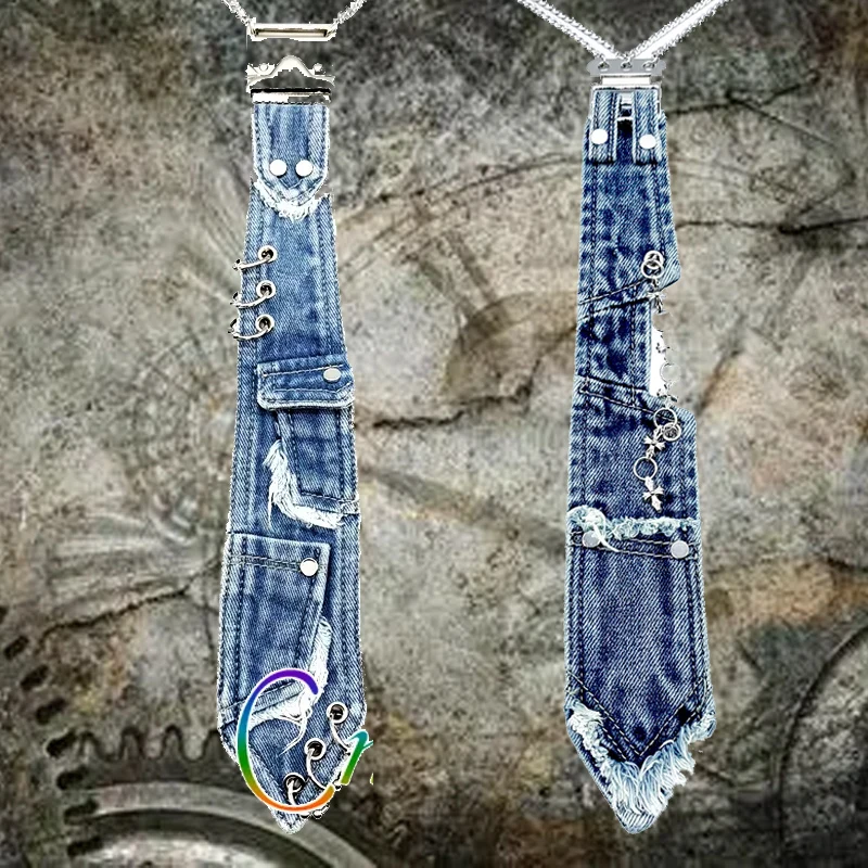 2025-moda-coreana-modis-diy-y2k-vaquero-corbata-neutral-remache-cadena-denim-mujer-corbata-casual-streetwear-hombres-punk-collar
