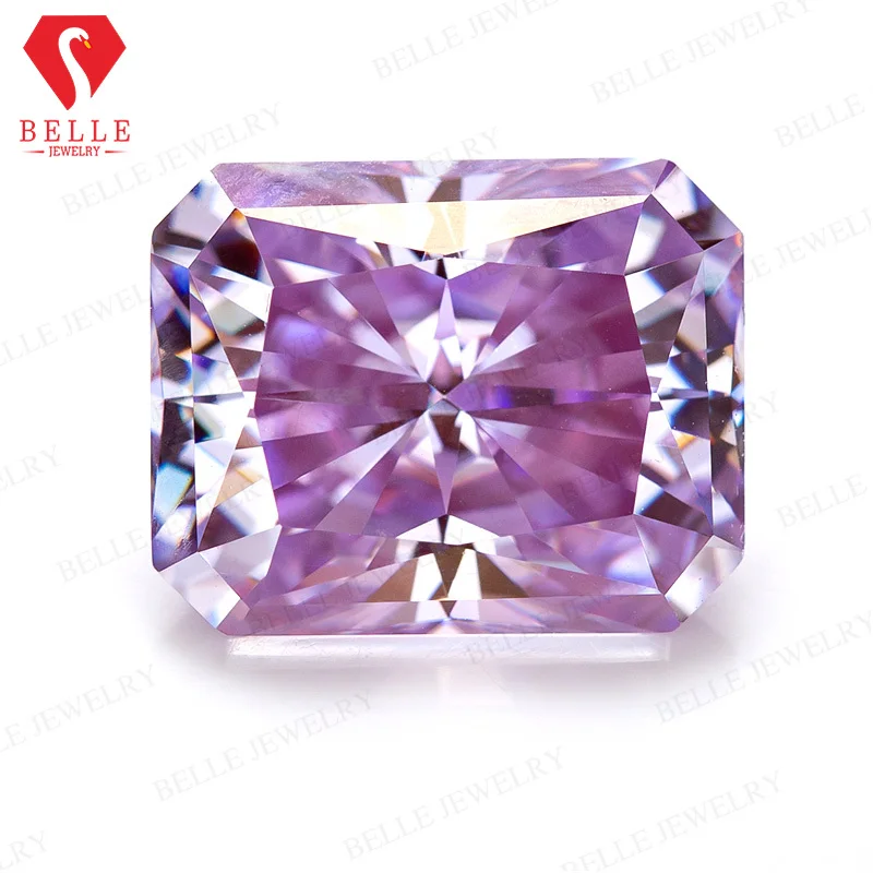 

Radiant Cut Moissanite with Light Purple & Sakura Pink Plating - Lab-Created Color Change Gem for Designer Jewelry Making