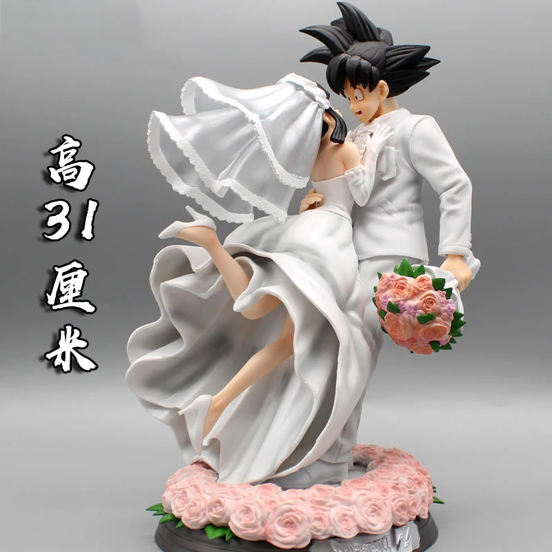 2024 New Dragon Ball Super Saiyan Umy Anime Peripheral Decoration Gk Goku & Kiki Wedding Scene Model Toy Statue Wedding Gift Toy