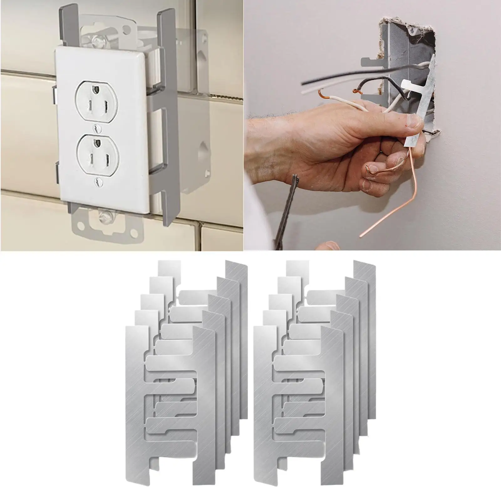 10 Pieces Switch Box Support Bracket Devices with Plaster Ears Electrical Outlets Spacers Repair Plates Electrical Box Mount