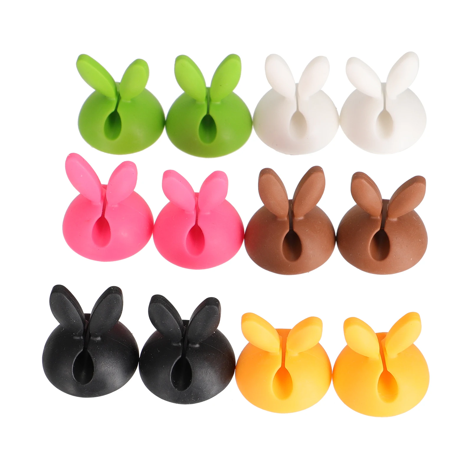 

12 PCS Solid Wire Clamp Silicone Cute Cable Clip Rabbit Holder Cord Holders Bunny Organizer