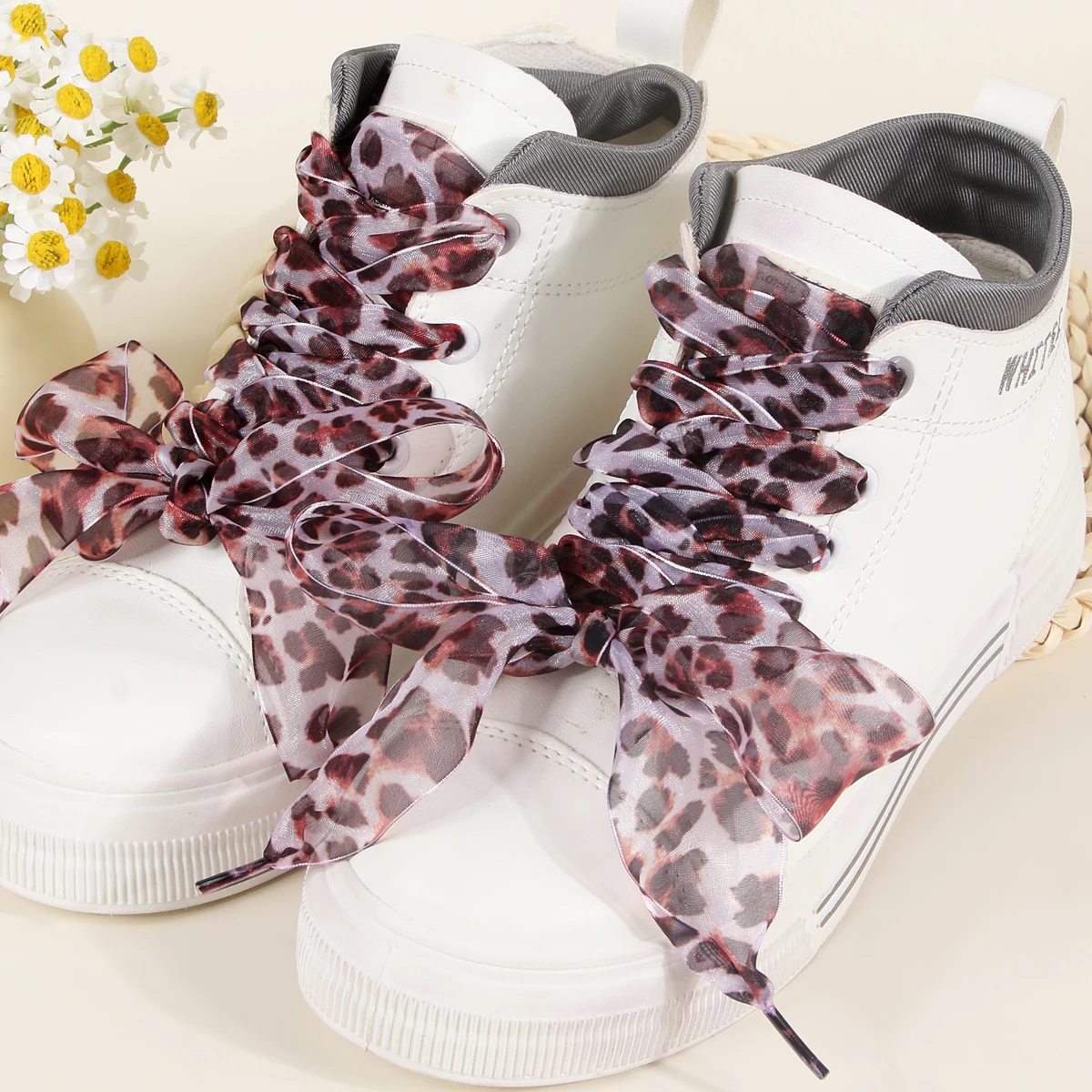2,5 cm breite flache Schnürsenkel | Leichte Chiffon-Schnürsenkel mit Jacquard-Muster | Sportschuhbänder für Männer und Frauen – Detail 6