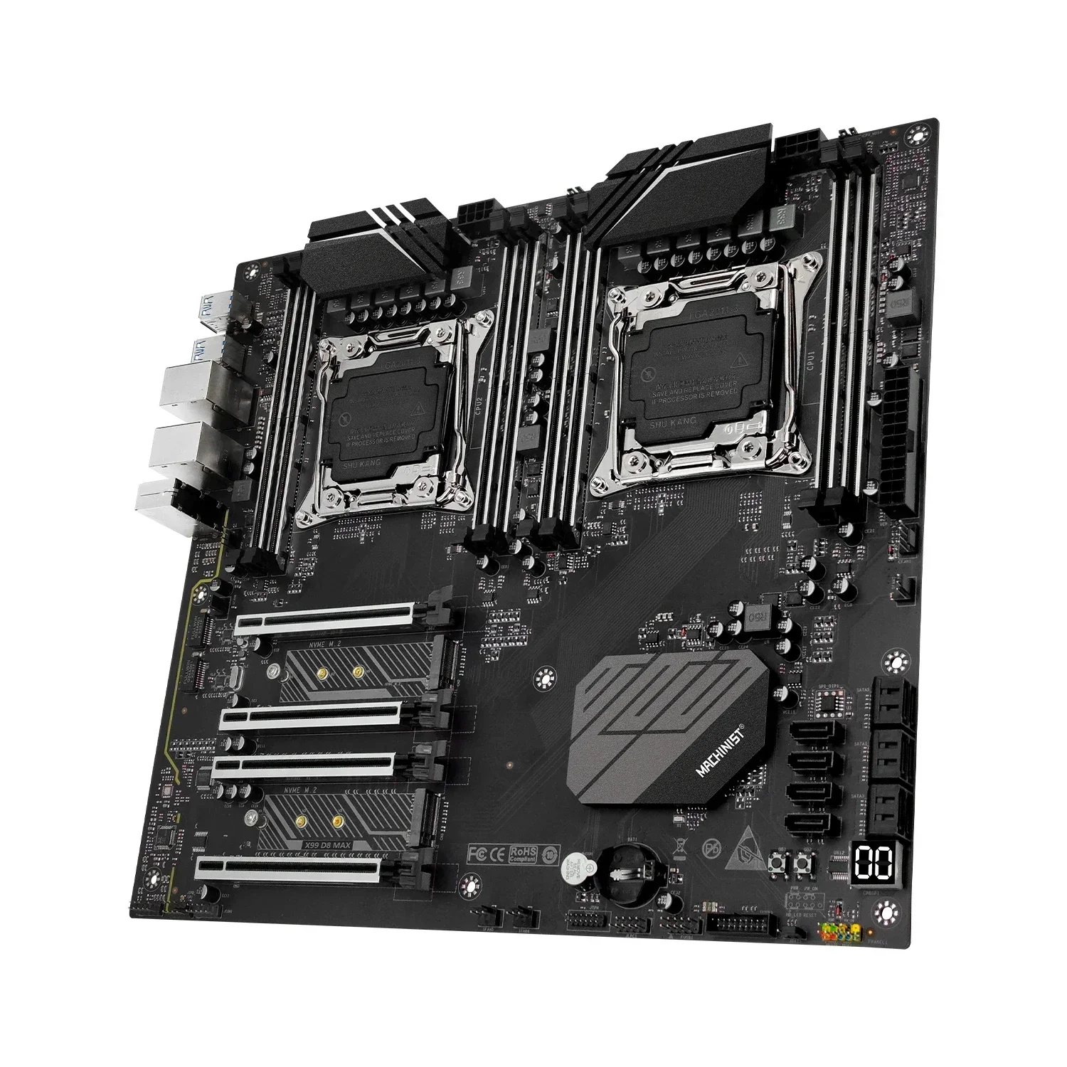 MACHINIST X99 D8 MAX Motherboard LGA 2011-3 Support Dual CPU Xeon 2690 2696 2683 V3 V4 Processor DDR4 Memory NVME M.2 E-ATX