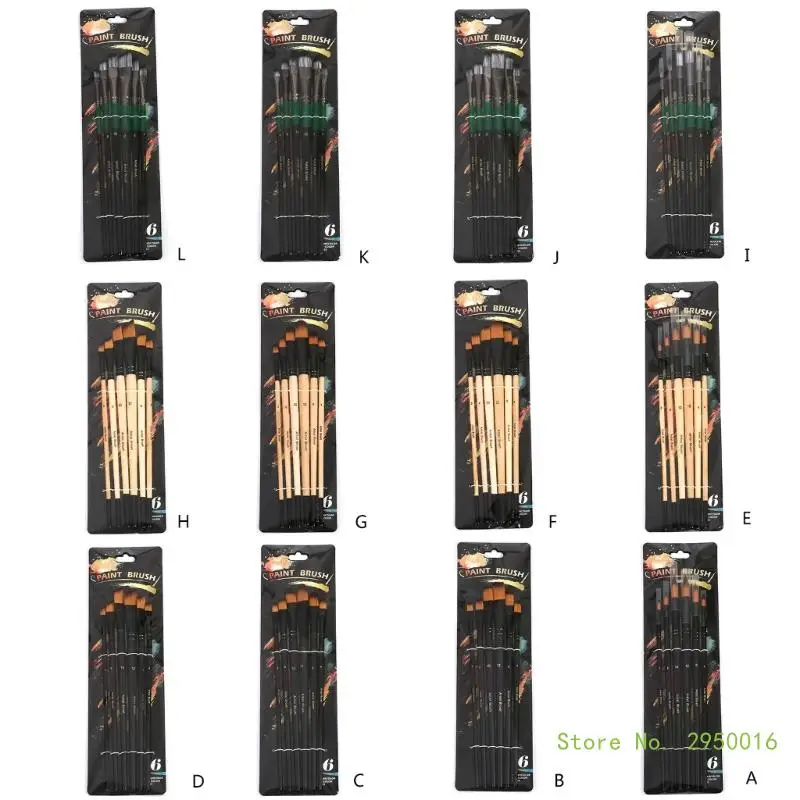مجموعة فرش طلاء بألوان مائية متعددة الوظائف ، فرش تلوين شعر نايلون ، فرش تلوين جواش ، فنانون ، 6 *
