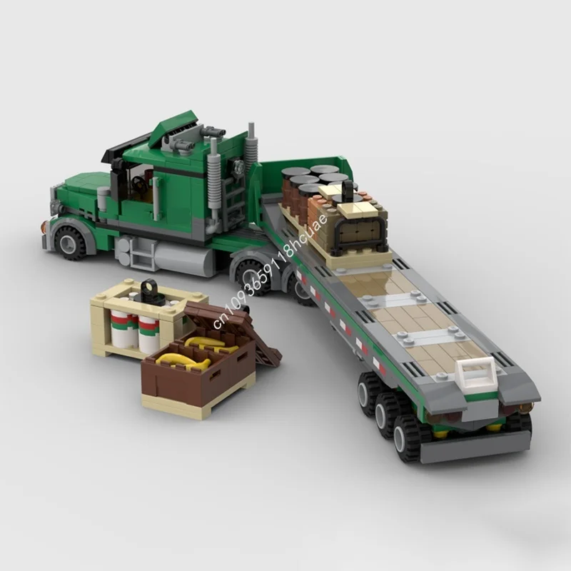 547 個 MOC 貨物トラック フラットベッド トレーラー シティ モデル ビルディング おもちゃ ブロック 建築 教育 ブリック キッズ クリスマス ギフト 誕生日