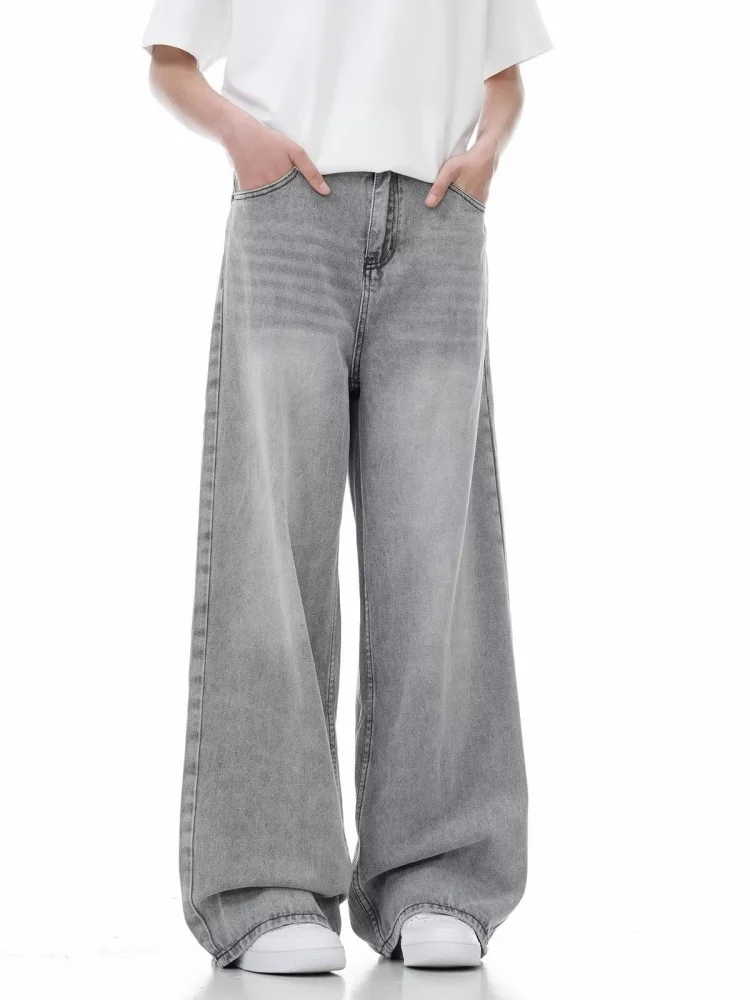 Women\'s Grey Vintage Jeans High Street Denim Trouser Casual Goth Pants High Waist Straight Streetwear Baggy Hosen Female Y2K