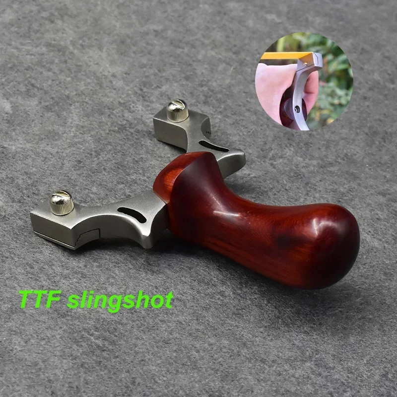 

High-quality Wooden Handle TTF Metal Slingshot With Double-sided Rubber Band System For Target Practice and Shooting