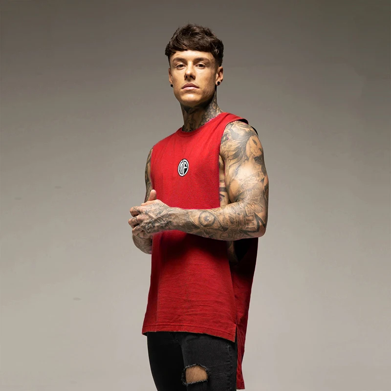 Summer Mens Cotton Running Vest Breathable Sleeveless Loose Open Gym Tank Top Fitness Workout Sports Clothing Bodybuilding Vests