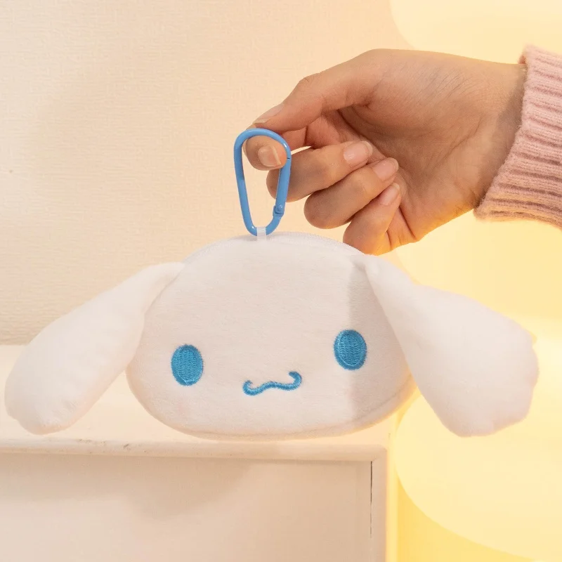 Kawaii minha melodia kuromi cinnamoroll kt gato pelúcia plushies moeda bolsa fone de ouvido organizador saco pingente chaveiro presentes das meninas