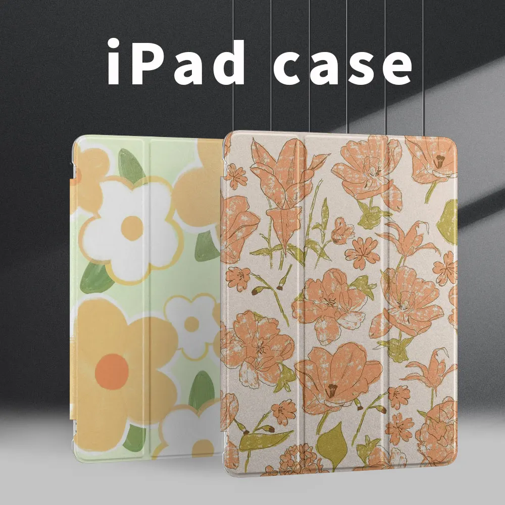 

Flower Print iPad Case 2020Pro11 Silicone Case Sleep Wake up Air4th Generation with pen slot TPU Leather Case 10.2in soft case s