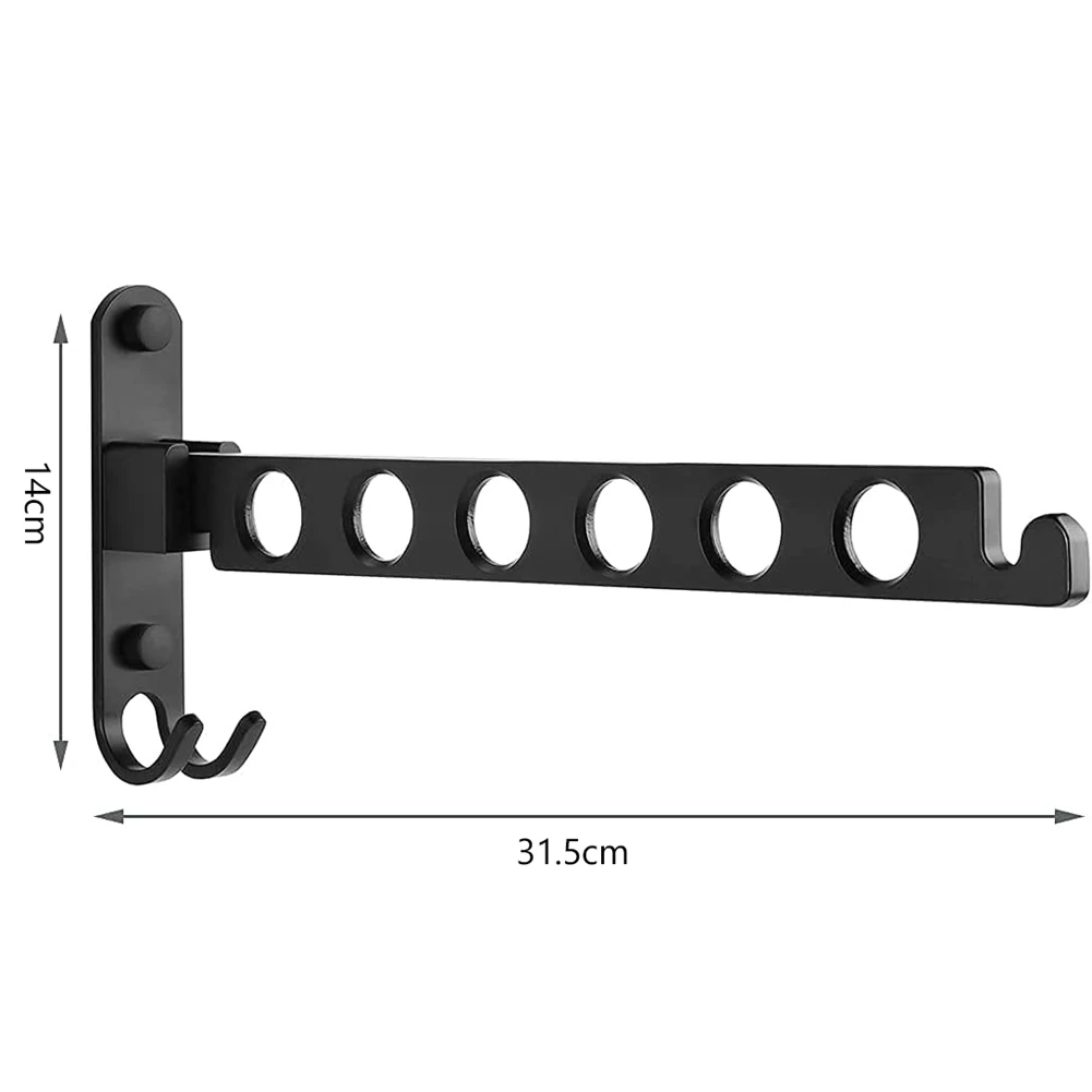 Foldable Coat Hooks, Wall Coat Rack Wall Hooks Folding Hooks for Balcony Bathroom Laundry Room (Black, 1 Piece)