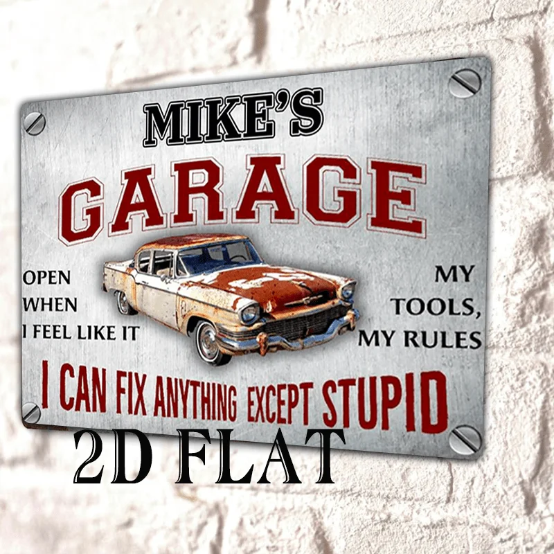 2D Flat, 1pc 12X8Inch, [Decorative Sign] 1pc Customize Your Name Personalized Auto Repair Sign| Custom Mechanic Garage Signs