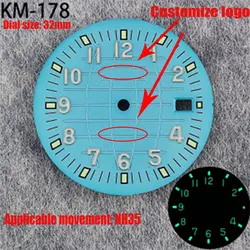 32mmC3 Green Glow in the dark watch dial suitable for NH35 automatic mechanical movement watch accessories custom logo