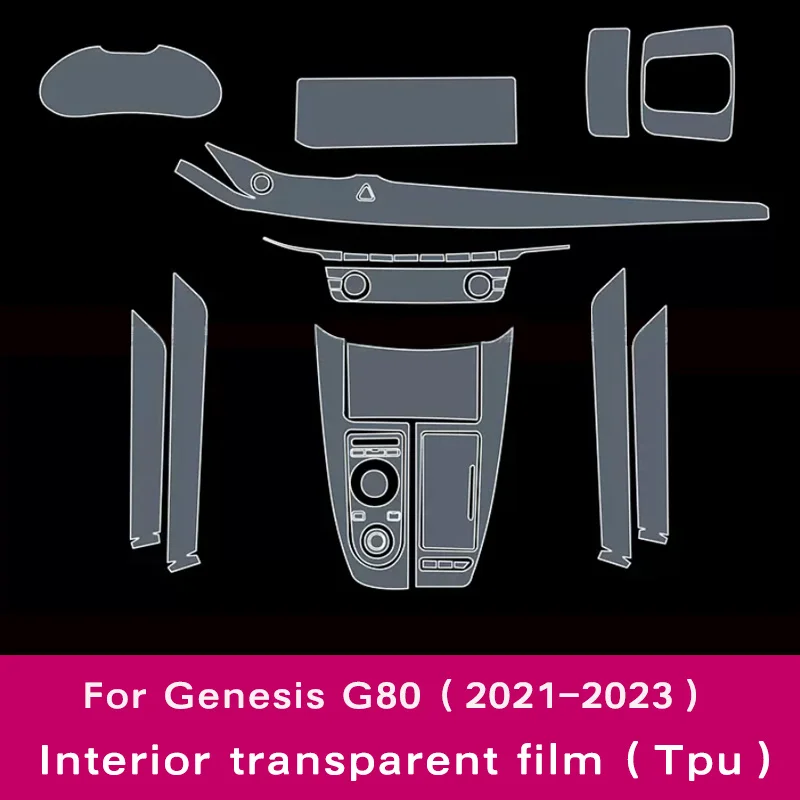 For Genesis GV80/G80 RG3 2020 2021 2022 2023 TPU Interior Transparent Protective Navigation Speedmeter Film Car Repair Stickers