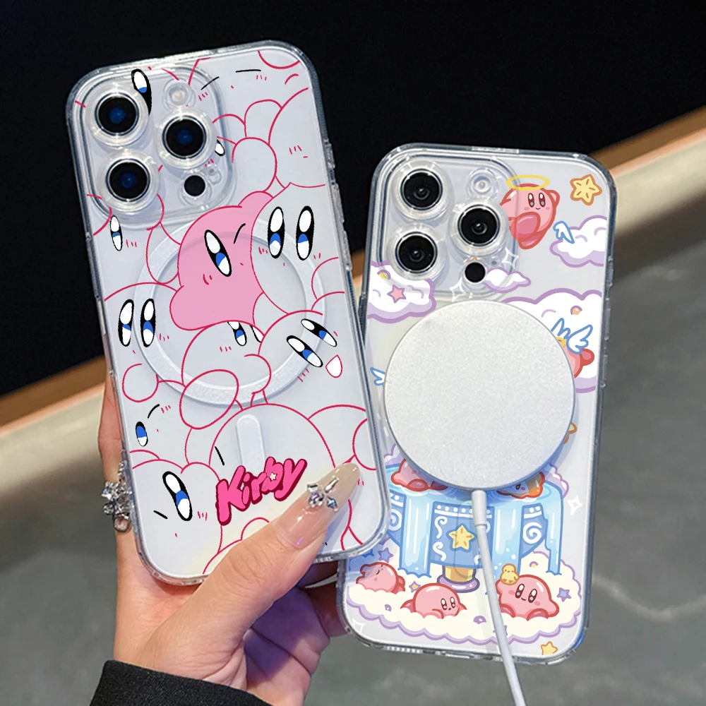 Cute Cartoon K-Kirbys For Magesafe Magnetic Phone Case for iPhone 17 Air 16 15 14 Plus 13 12 11 Pro Max X Xs XR 8 SE Clear Cover view 5