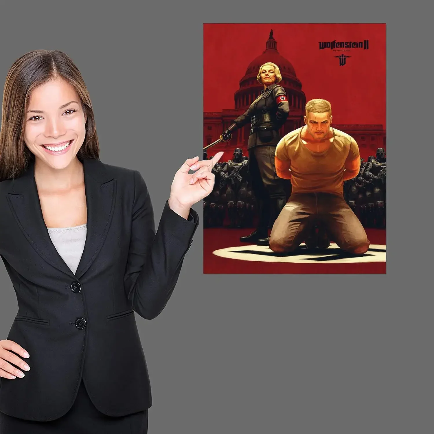 Wolfenstein Anime Video Game Poster Canvas Painting Wall Art for Picture Coffee House Bar Living Room Bedroom Home Wall Decor