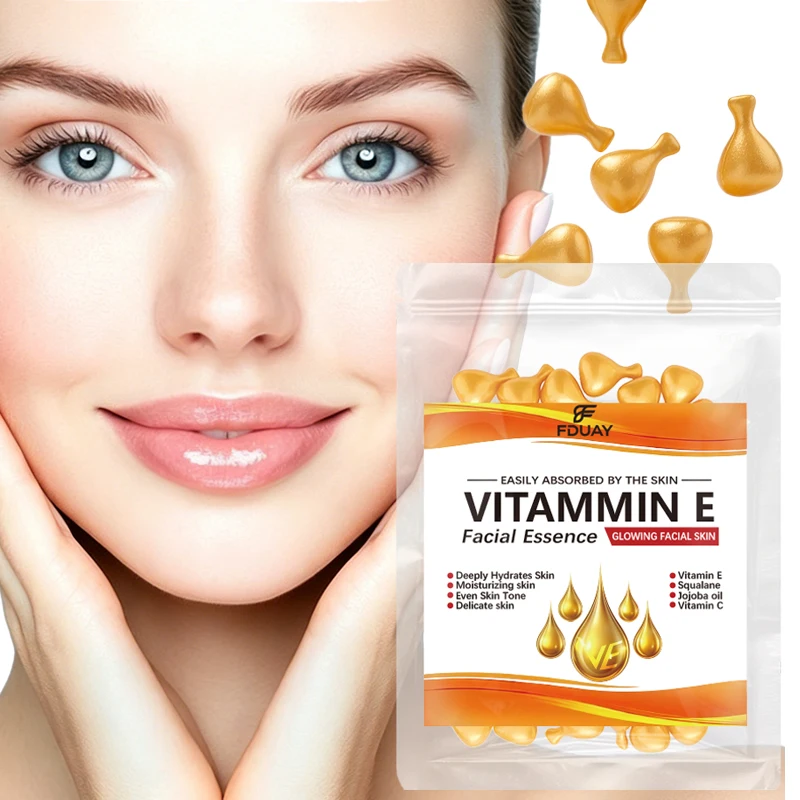 Essência em Cápsulas de Vitamina E Hidratante Profundo com Esqualano Vegetal e Vitamina C: Fórmula Suavizante para Hidratação Profunda da Pele