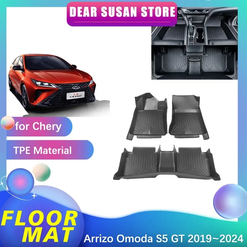 Alfombrilla impermeable para el suelo del coche, accesorio para Interior de la alfombra, cubierta personalizada, forro TPE, para Chery Arrizo Omoda S5 5 GT 2019 ~ 2024