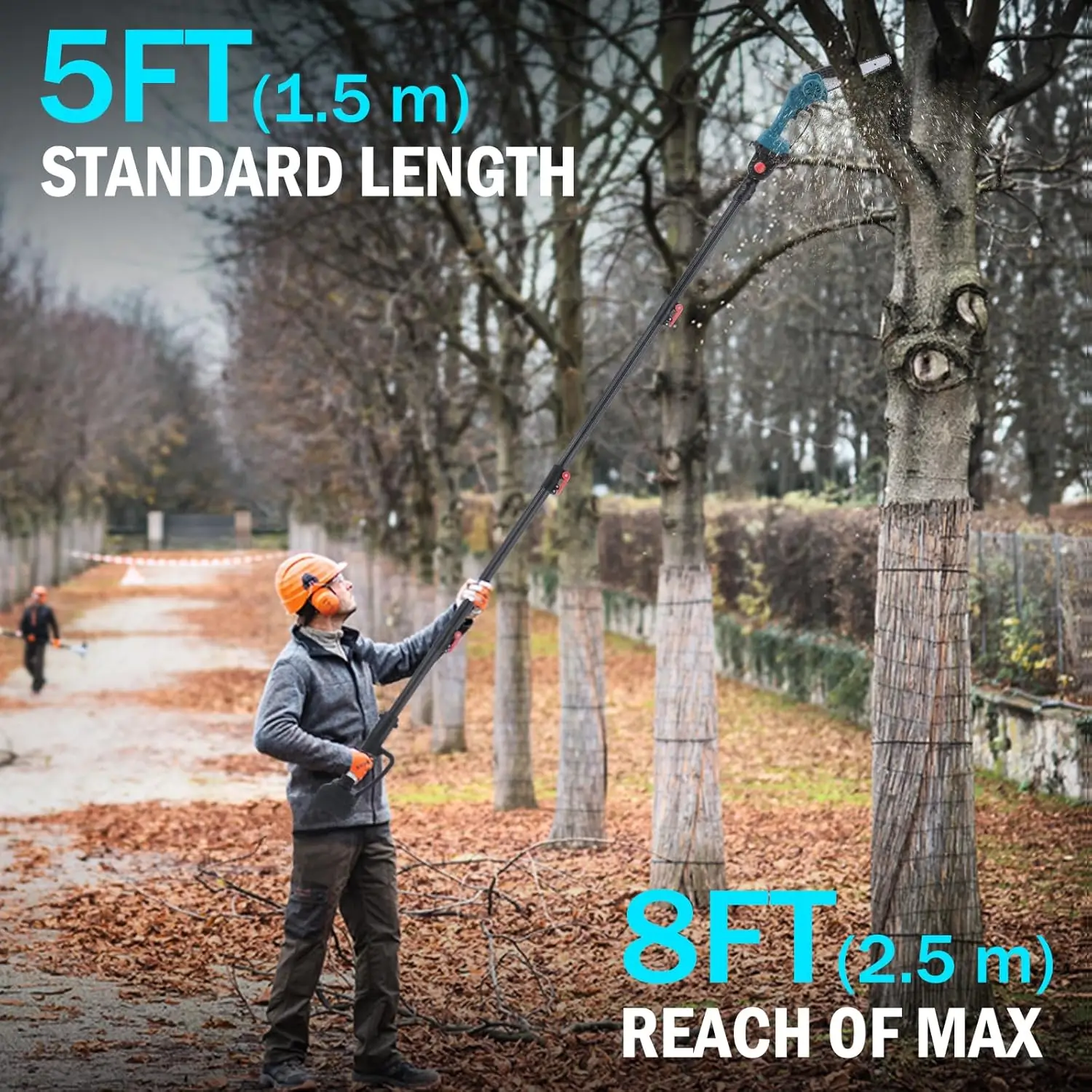 Serras elétricas sem fio iToolMax 2 em 1 para aparar árvores - Motosserra de 8 polegadas com alimentada por bateria e postes de extensão