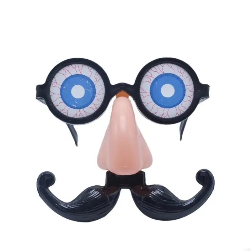 B95F Halloween Glasses Cosplay Props Mustache Glasses with Fake Nose for Women Men Halloween Birthday Party,