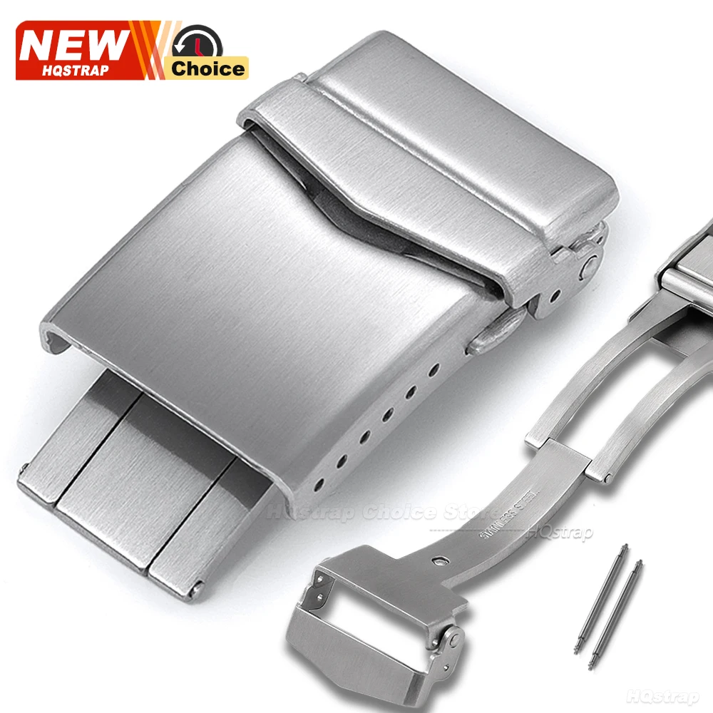 316L Solid Stainless Steel Watch Clasp 18mm 20mm 22mm Folding Buckle Silver Black for Men Women Watch Buckle Metal Button